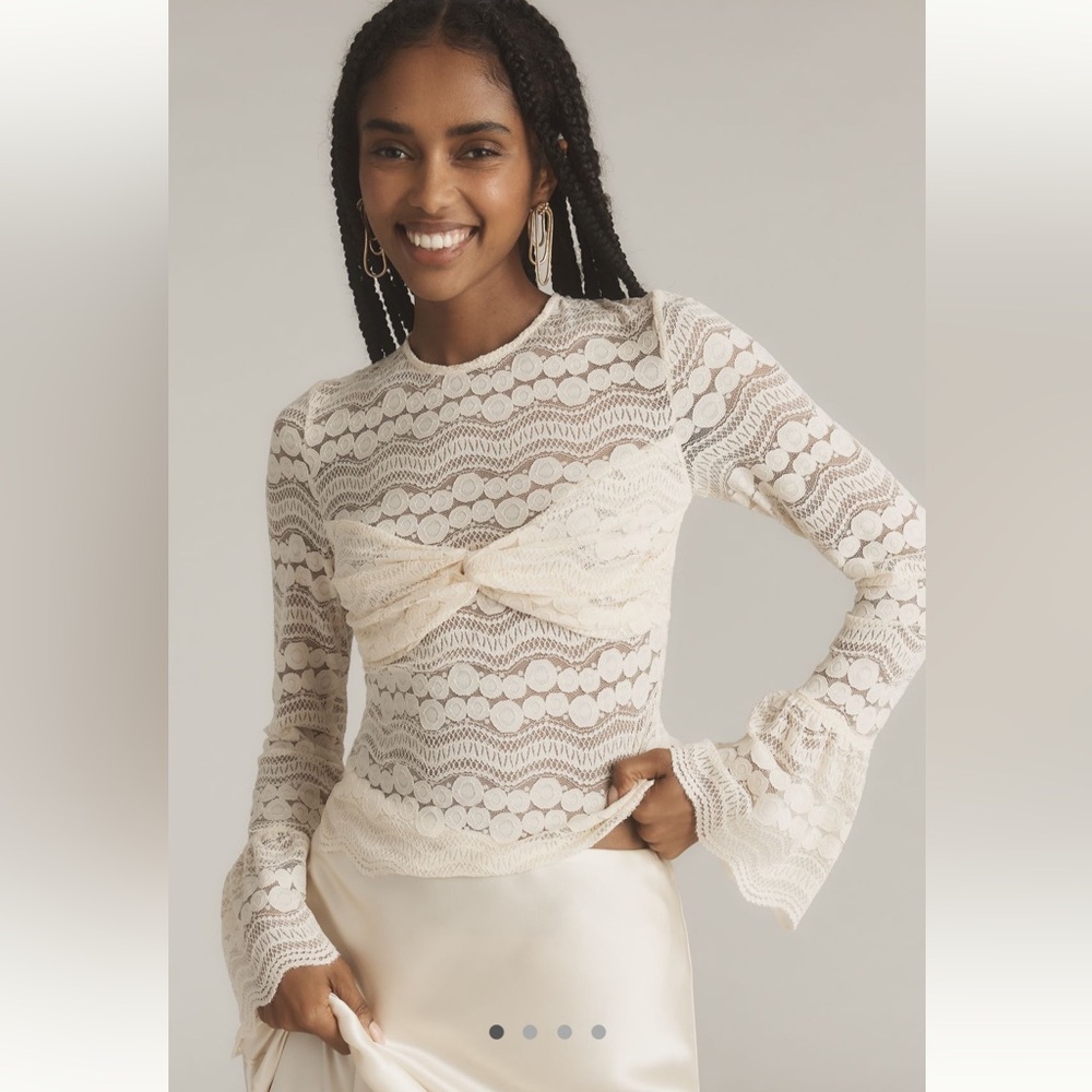 NWT Anthropologie Sarah Hann Joslyn Lace Top in Cream sz XL